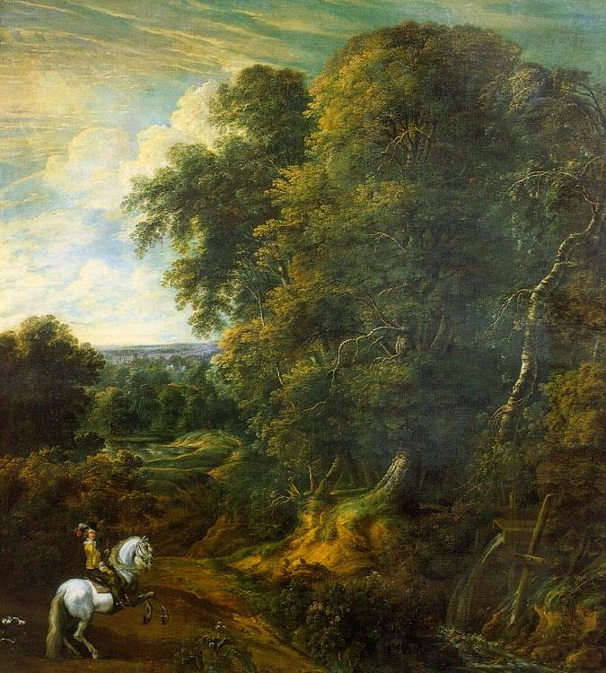 Corneille Huysmans Landscape with a Horseman in a Clearing china oil painting image